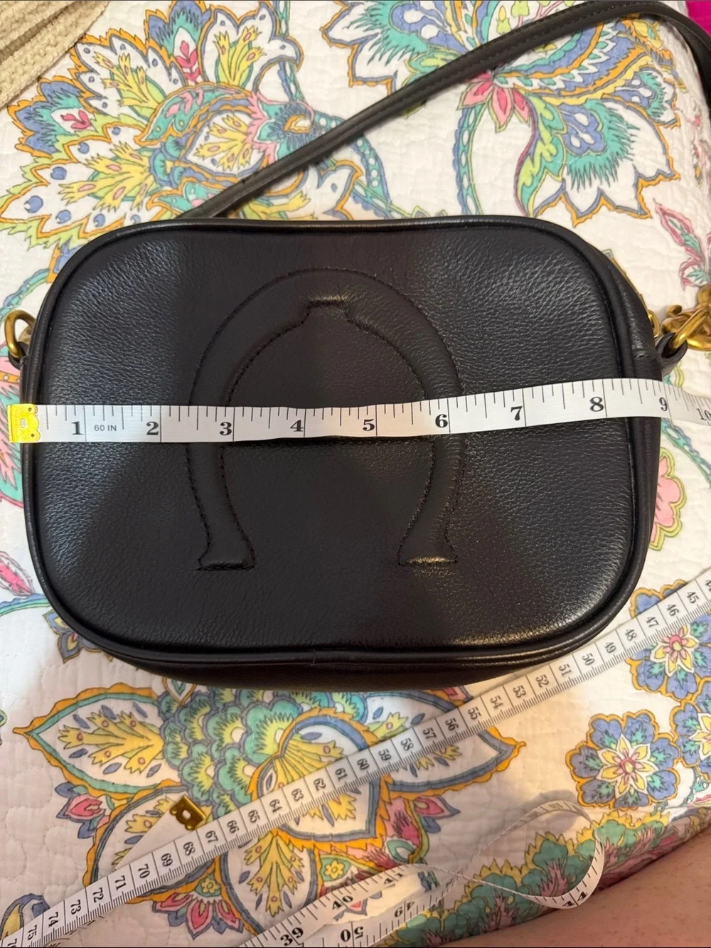 Etienne Aigner Black Leather Crossbody with Embossed 'A'
